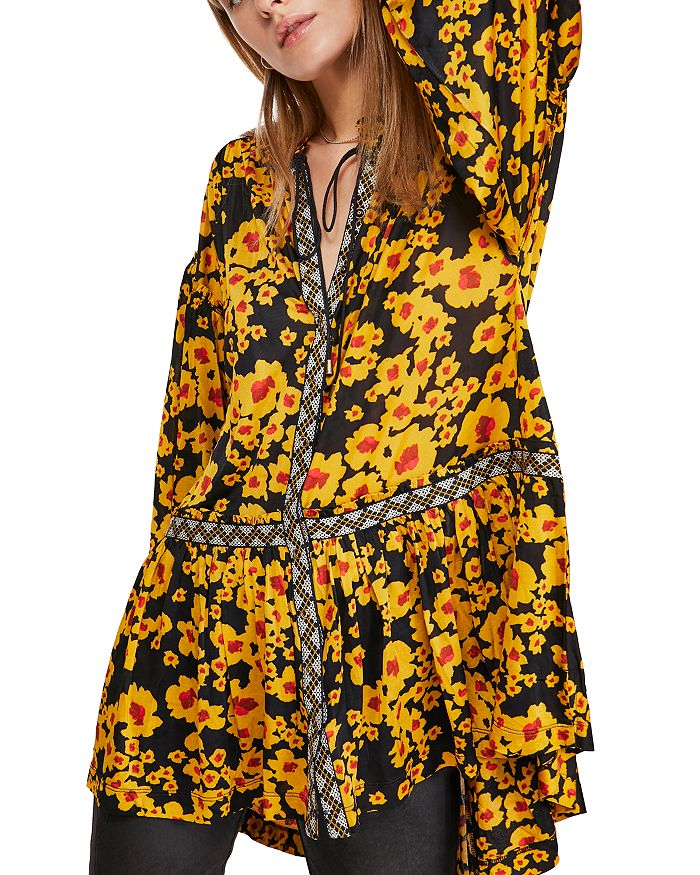 FREE PEOPLE LOVE LETTER FLORAL TUNIC,OB1005817
