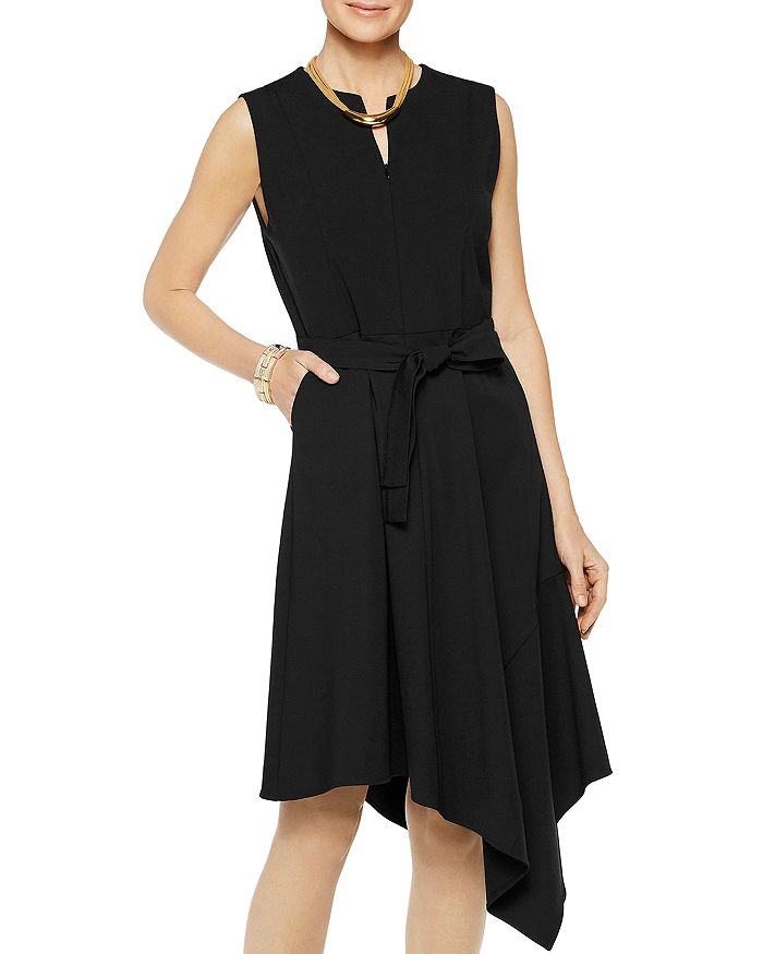 Misook Sleeveless Asymmetric Hem Dress In Black