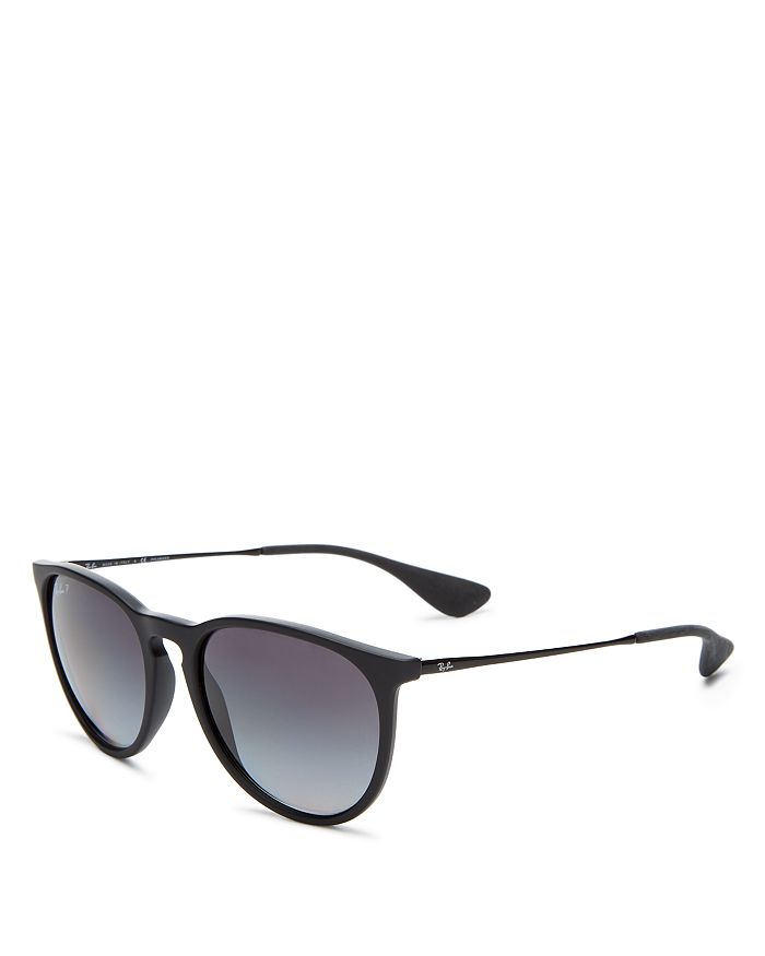 Shop Ray Ban Ray-ban Erica Polarized Classic Round Sunglasses, 54mm In Black Rubber/grey Gradient Gray Polarized