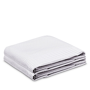 Riley Home Percale Fitted Sheet, King In White Pinstripe