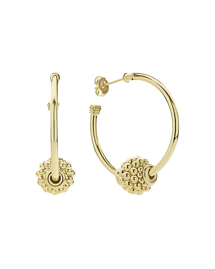 Shop Lagos 18k Yellow Gold Caviar Gold Beaded Hoop Earrings
