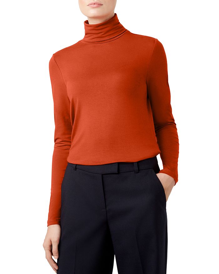 Hobbs London Mischa Turtleneck Top In Dark Orange