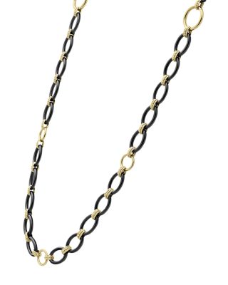 Meridian 18K Yellow Gold & Black Caviar Black Ceramic Long Station Necklace, 36"