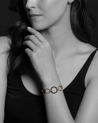 Meridian 18K Yellow Gold Gold & Black Caviar Black Ceramic Circle Link Bracelet