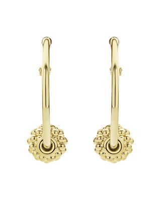 18K Yellow Gold Caviar Gold Beaded Hoop Earrings