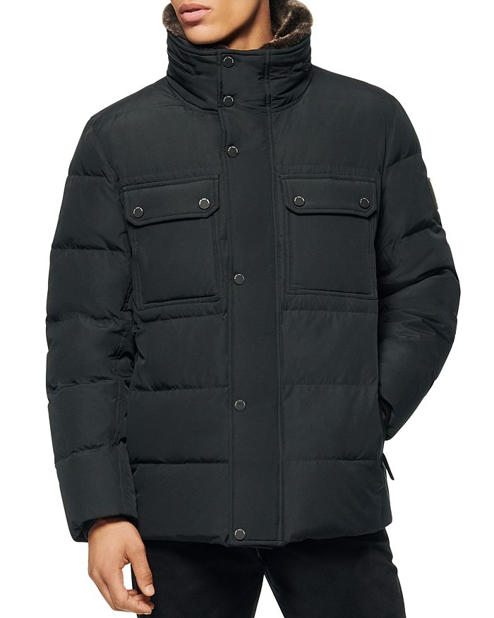 Marc New York Godwin Faux Fur Collar Down & Feather Fill Quilted Coat In Black