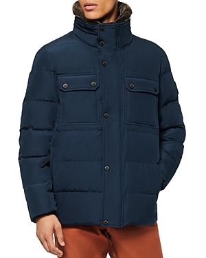 Marc New York Men's Godwin Down Filled Trucker Jacket With Removable Faux Fur Collar And Hidden Hood In Ink