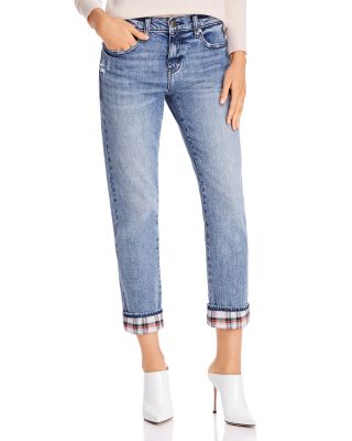 jeans with plaid cuffs