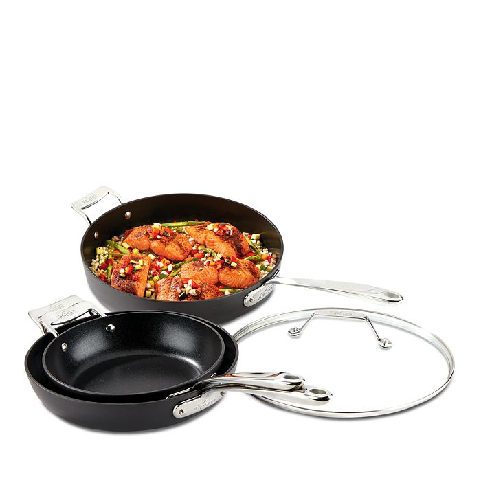 AllClad Essentials Nonstick 4Piece Skillet Set Bloomingdale's