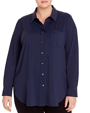 Lyssé Plus Schiffer Button-down Top In Twilight
