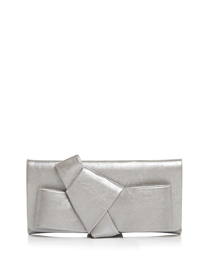 Aqua Metallic Bow Clutch Shoulder Bag - 100% Exclusive In Silver/silver