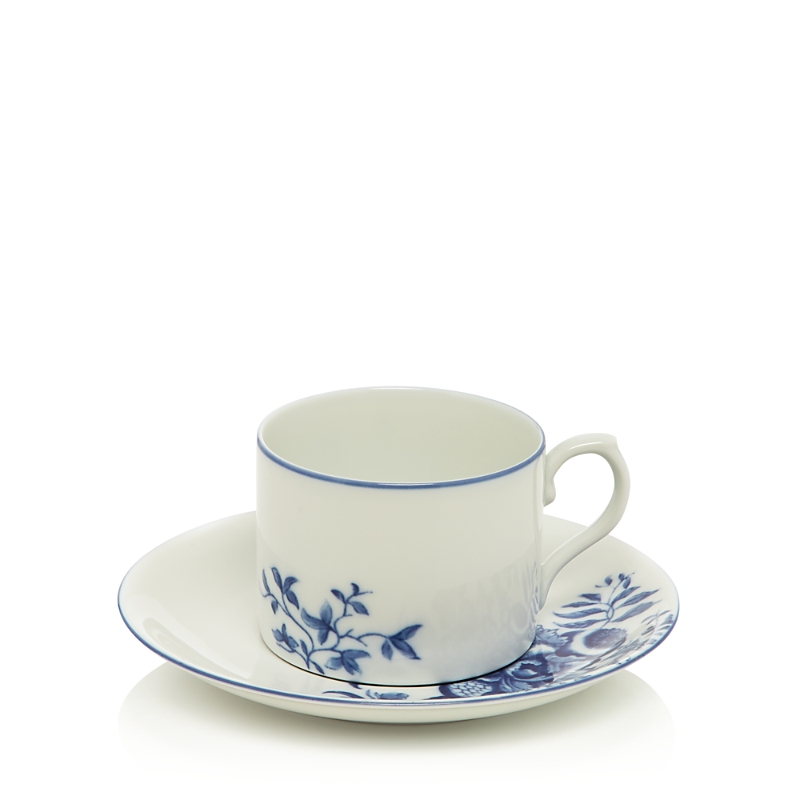 Mottahedeh Emmeline Tea Cup & Saucer In Blue/wht
