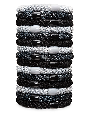 The Finest Accessories L. Erickson Hair Ties, Set Of 15 In Black Metals
