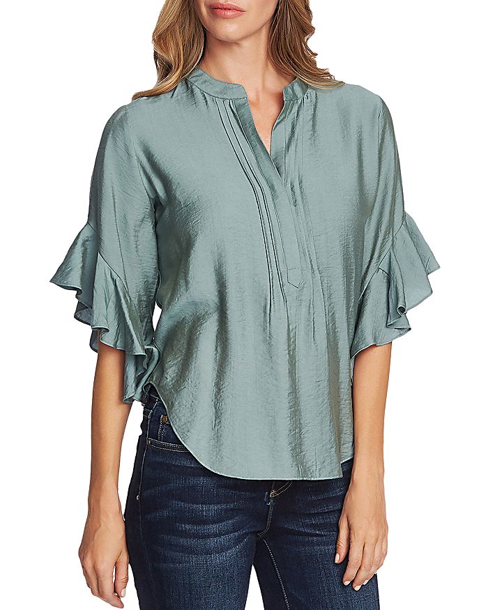 VINCE CAMUTO PINTUCKED FLUTTER-SLEEVE BLOUSE,9059047