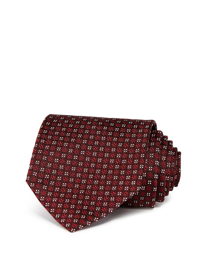 Ermenegildo Zegna Floral Grid Silk Classic Tie In Red Fan