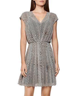 reiss beaded dress Reiss Cowl-Neck Beaded Mini Dress in Dark Blue