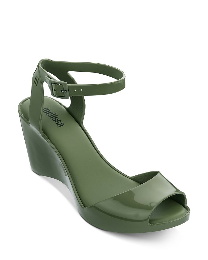 Melissa Women's Blanca Wedge Heel Sandals In Dark Green Moss