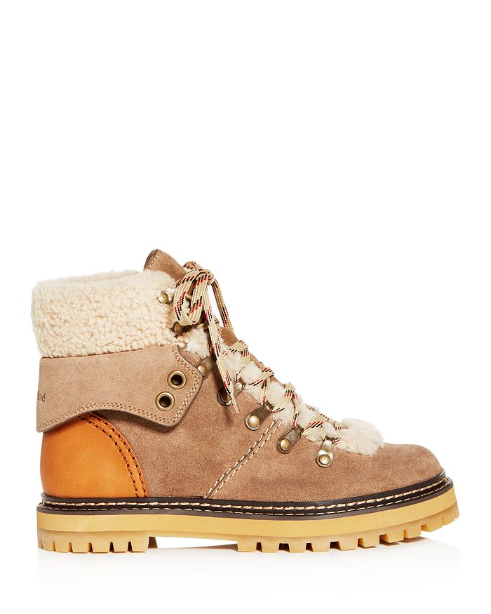 see by chloe eileen flat shearling hiker boots