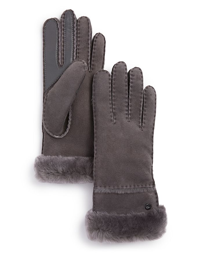 Ugg Stitched Slim Tech Gloves In Charcoal