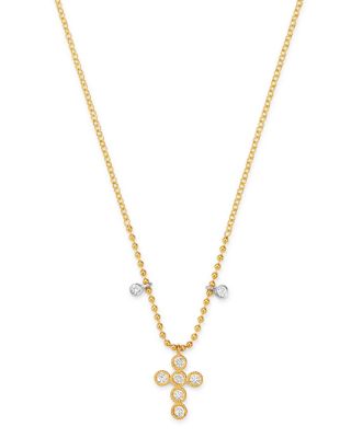 White Gold Diamond Cross Necklace 