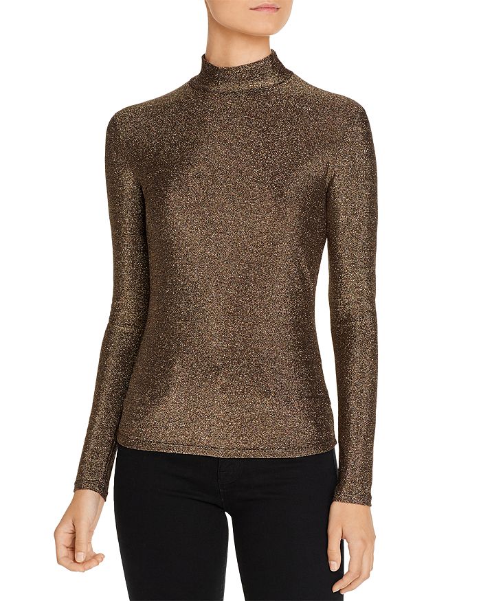 FORE Metallic Mock Neck Top Bloomingdale s