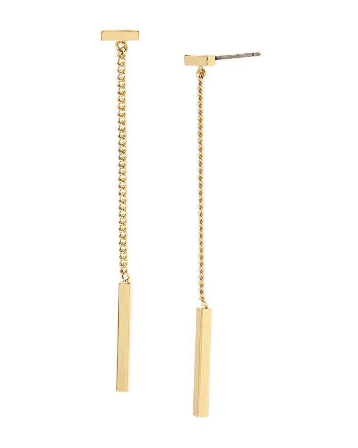 Allsaints Chain Bar Linear Earrings In Gold