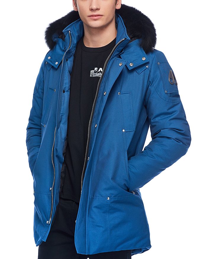Moose Knuckles Stirling Hooded Parka In Chambray Blue