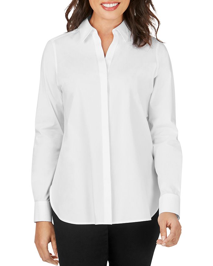Shop Foxcroft Kylie Cotton Stretch Non-iron Shirt In White