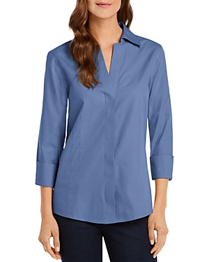 Foxcroft Taylor Non-iron Button-down Top In French Blue