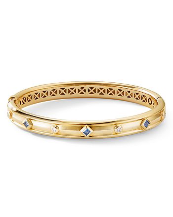 David Yurman - 18K Yellow Gold Modern Renaissance Bracelet with Diamonds & Blue Sapphires