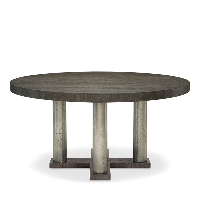 Shop Bernhardt Linea Round Dining Table In Cerused Charcoal Finish
