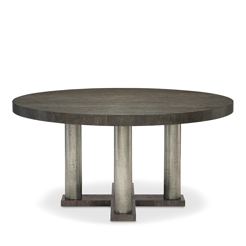 Bernhardt Linea Round Dining Table In Cerused Charcoal Finish