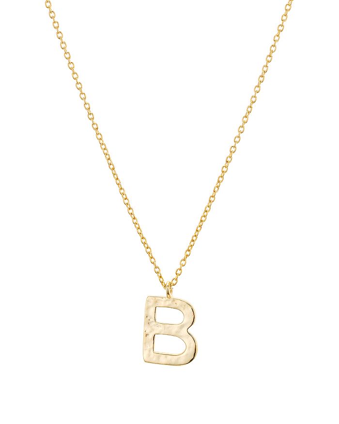 Argento Vivo Hammered Initial Pendant Necklace In 18k Gold-plated Sterling Silver, 18-20 In Gold B