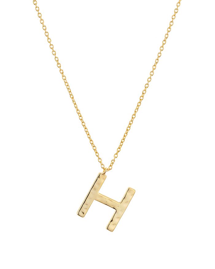 Argento Vivo Hammered Initial Pendant Necklace In 18k Gold-plated Sterling Silver, 18-20 In Gold H