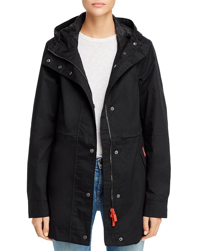Hunter Waterproof Cotton Smock Jacket W/ Hood In Black