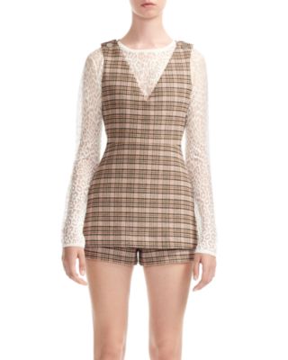 Maje - Irilo Plaid Skirt-Overlay Romper