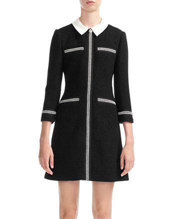 Maje Renali Contrast-Collar Tweed Mini Dress | Bloomingdale's