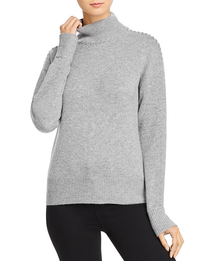 Theory Cashmere Whipstitched Turtleneck Sweater In Husky