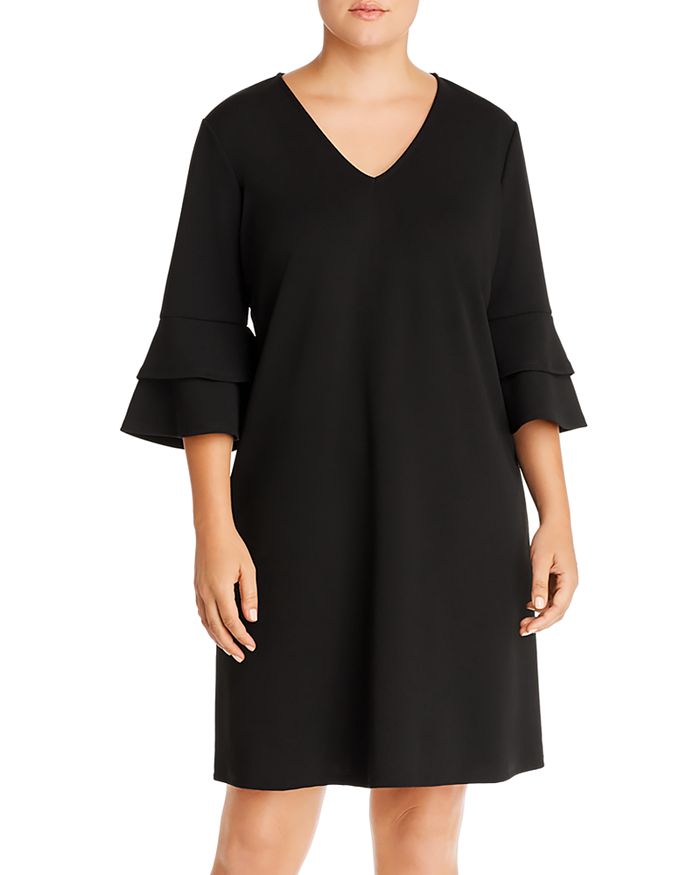 Aqua Curve Crepe Bell-sleeve Dress - 100% Exclusive In Black