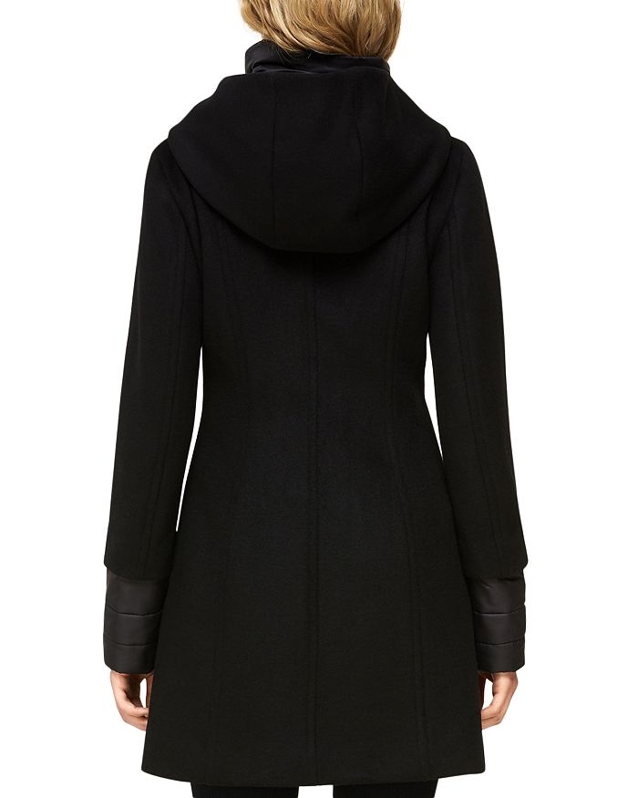 Shop Soia & Kyo Rooney Hooded Mixed Media Coat In Black