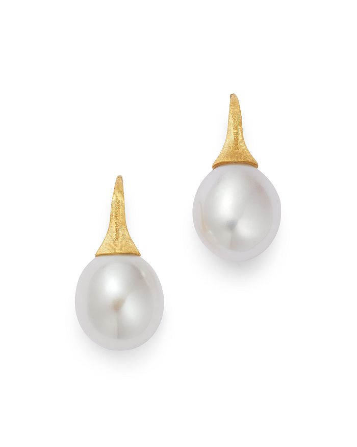 Marco Bicego 18k Yellow Gold Africa Cultured Freshwater Pearl Drop Earrings In White/gold