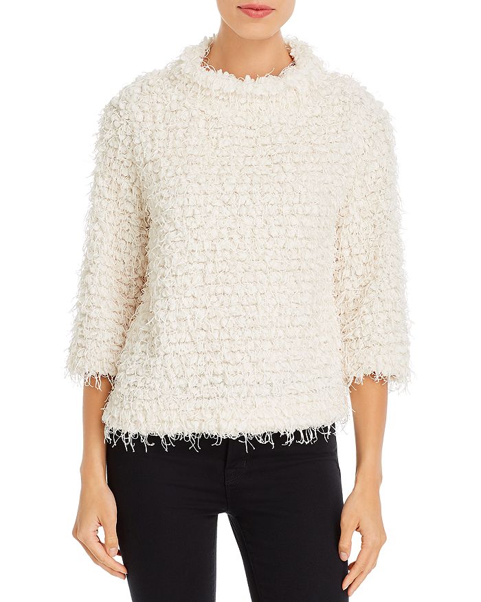VINCE CAMUTO TEXTURED FRINGE SWEATER,9159676