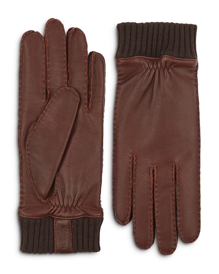 Hestra Vale Leather Gloves In Chestnut