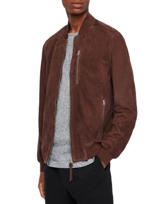 all saints grey suede bomber jacket