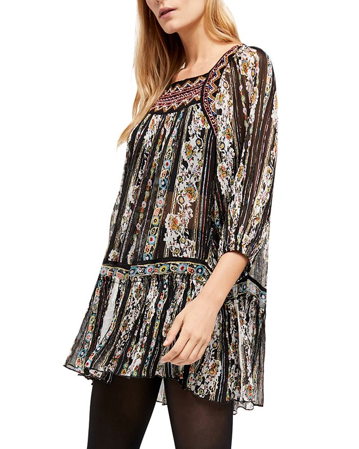 free people embroidered tunic dress Black embroidered midi wool skirt 4665 – Xiaolizi main image 0