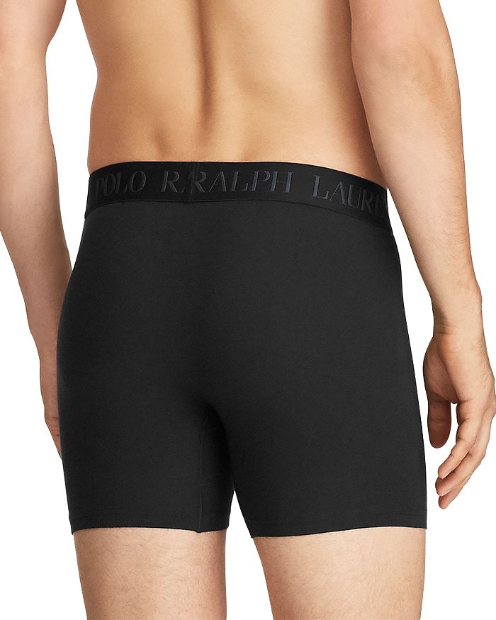 Shop Polo Ralph Lauren Stretch Cotton Boxer Briefs - Pack Of 3 In Black/gray