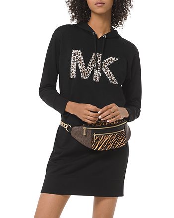 MICHAEL Michael Kors Studded Leopard-Logo Hoodie Dress | Bloomingdale's