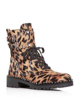 Sam Edelman - Women's Jennifer Studded Leopard-Print Calf Hair Combat Boots - 100% Exclusive
