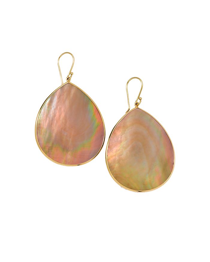 Shop Ippolita 18k Yellow Gold Polished Rock Candy Brown Shell Large Teardrop Earrings In Brown/gold