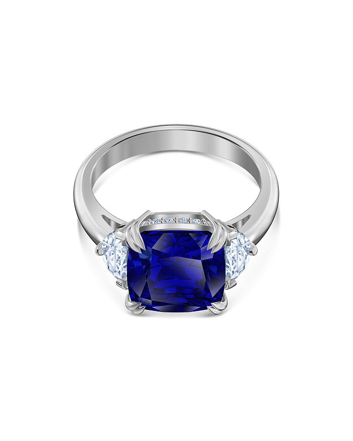 Swarovski Attract Trilogy Crystal Cocktail Ring In Blue
